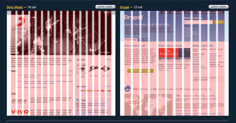 Grid system in web design